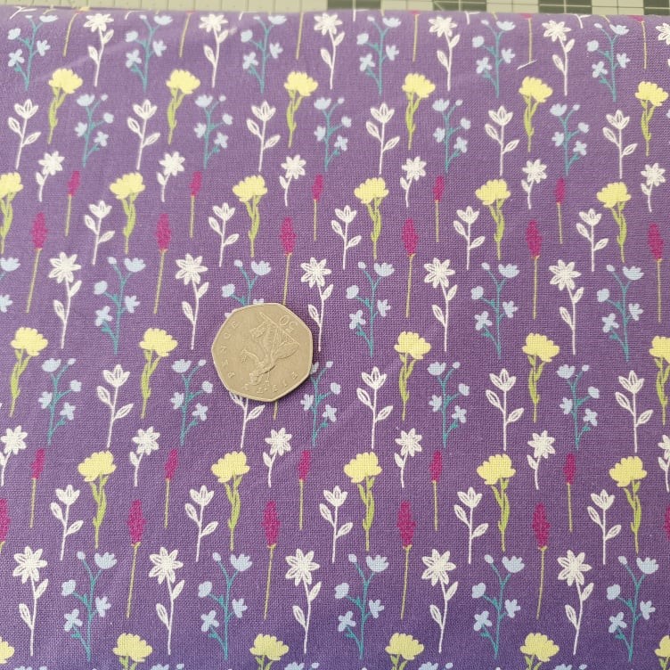 Fabric Freedom -Meadow Collection-Purple Flowers- FF332-2